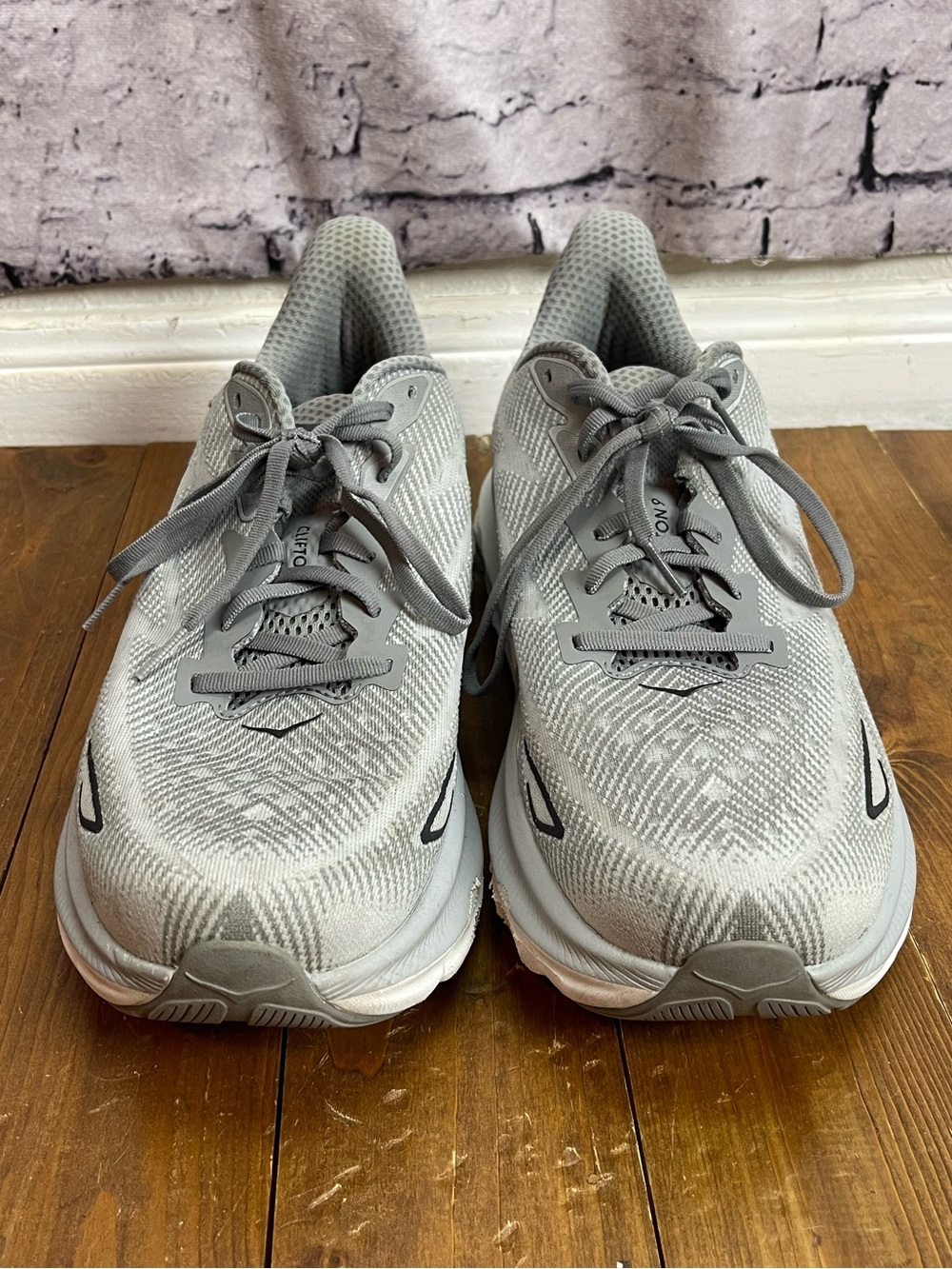 Hoka clifton 9 men’s size 12D light gray sneakers - Picture 2 of 10